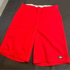 Dickies Men's Bright Red Flat Front Shorts